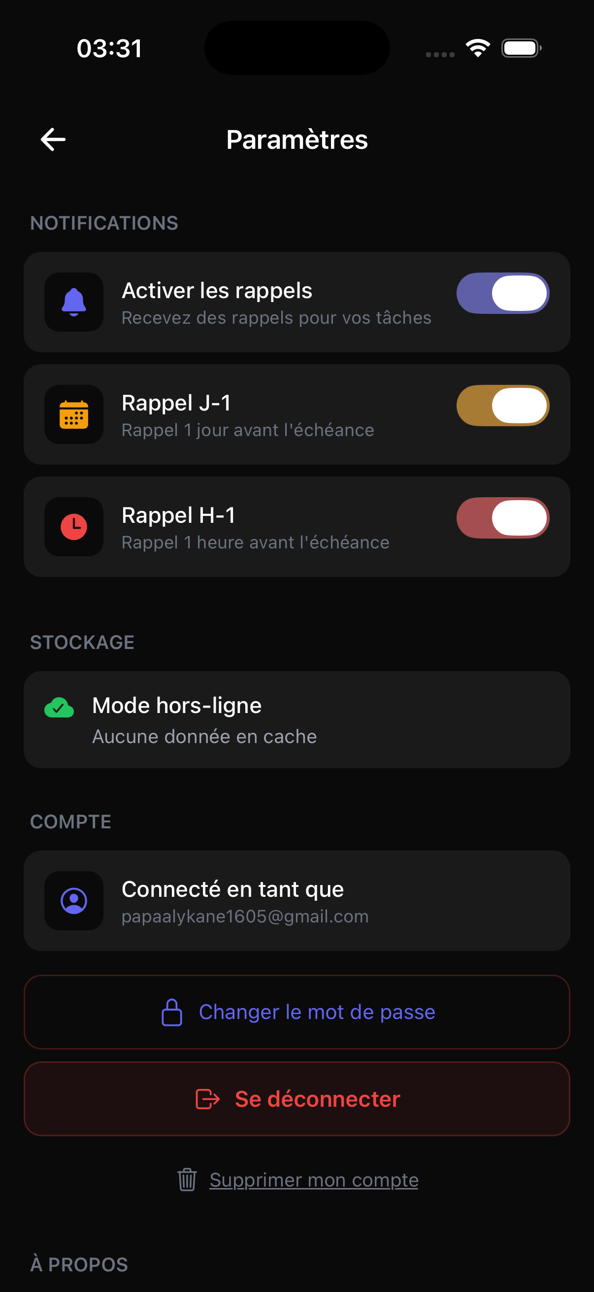 Réglages